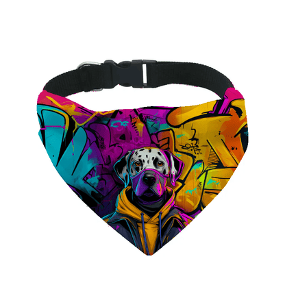 L'atelier du Fourmilier Bandana pour chien dalmatien / S Bandana pour chien Street dogs – 4 tailles (S, M, L, XL) – Collier inclus et compatible BioThane