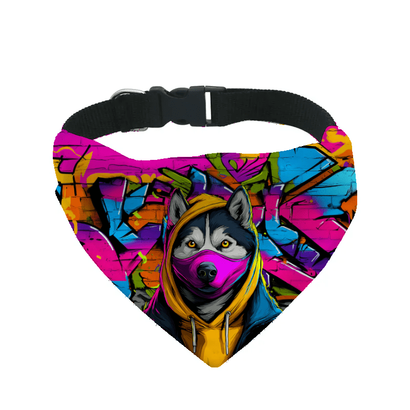 L'atelier du Fourmilier Bandana pour chien husky / S Bandana pour chien Street dogs – 4 tailles (S, M, L, XL) – Collier inclus et compatible BioThane