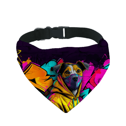 L'atelier du Fourmilier Bandana pour chien jack russel / S Bandana pour chien Street dogs – 4 tailles (S, M, L, XL) – Collier inclus et compatible BioThane