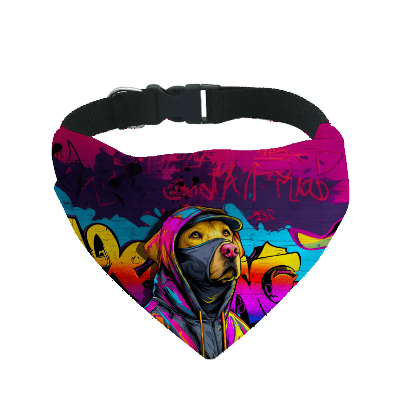 L'atelier du Fourmilier Bandana pour chien labrador / S Bandana pour chien Street dogs – 4 tailles (S, M, L, XL) – Collier inclus et compatible BioThane
