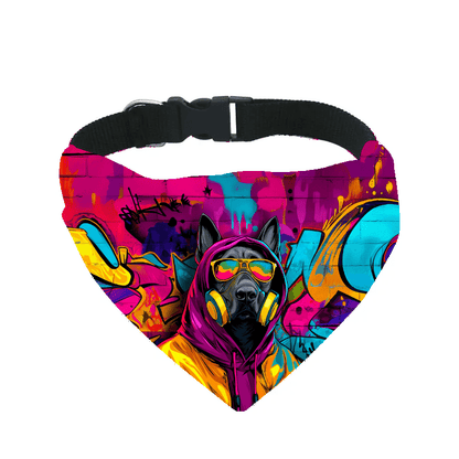 L'atelier du Fourmilier Bandana pour chien malinois / S Bandana pour chien Street dogs – 4 tailles (S, M, L, XL) – Collier inclus et compatible BioThane
