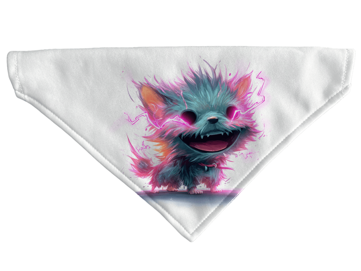 L'atelier du Fourmilier Bandana pour chien Mini Monsters – Les bandanas déjantés – 4 tailles (S, M, L, XL) – Collier inclus et compatible BioThane