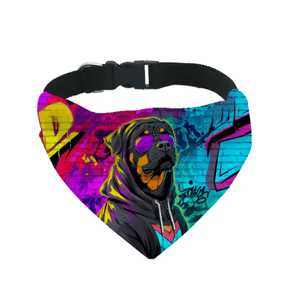 L'atelier du Fourmilier Bandana pour chien rottweiller / S Bandana pour chien Street dogs – 4 tailles (S, M, L, XL) – Collier inclus et compatible BioThane