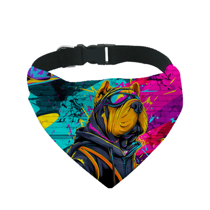 L'atelier du Fourmilier Bandana pour chien sharpei / S Bandana pour chien Street dogs – 4 tailles (S, M, L, XL) – Collier inclus et compatible BioThane