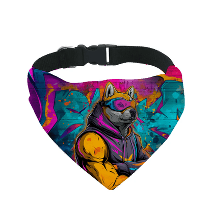 L'atelier du Fourmilier Bandana pour chien shiba inu / S Bandana pour chien Street dogs – 4 tailles (S, M, L, XL) – Collier inclus et compatible BioThane