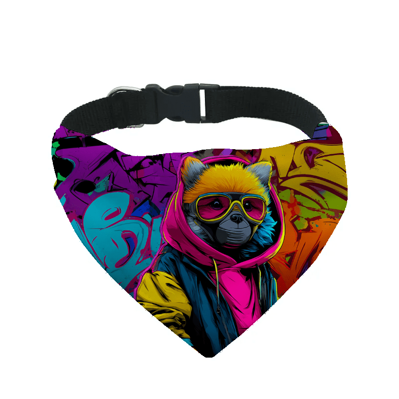 L'atelier du Fourmilier Bandana pour chien spitz / S Bandana pour chien Street dogs – 4 tailles (S, M, L, XL) – Collier inclus et compatible BioThane
