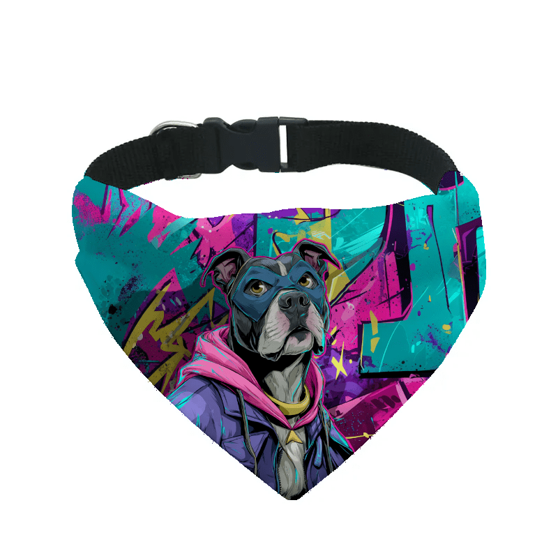 L'atelier du Fourmilier Bandana pour chien staff / S Bandana pour chien Street dogs – 4 tailles (S, M, L, XL) – Collier inclus et compatible BioThane