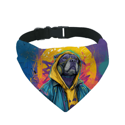 L'atelier du Fourmilier Bandana pour chien staffie / S Bandana pour chien Street dogs – 4 tailles (S, M, L, XL) – Collier inclus et compatible BioThane