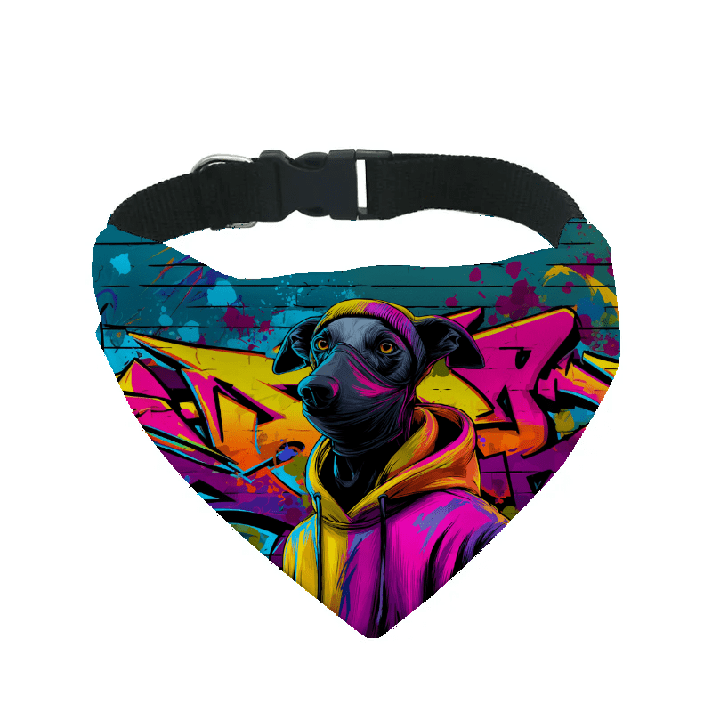 L'atelier du Fourmilier Bandana pour chien whippet / S Bandana pour chien Street dogs – 4 tailles (S, M, L, XL) – Collier inclus et compatible BioThane