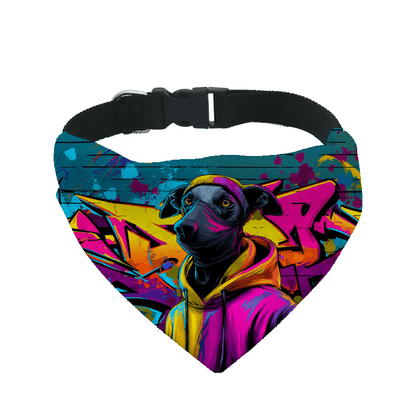 L'atelier du Fourmilier Bandana pour chien whippet / S Bandana pour chien Street dogs – 4 tailles (S, M, L, XL) – Collier inclus et compatible BioThane