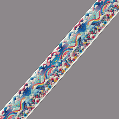 L'atelier du Fourmilier BioThane imprimé au mètre BioThane® imprimé - Arc-en-ciel enchanté & nuages joyeux