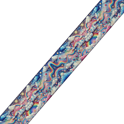 L'atelier du Fourmilier BioThane imprimé au mètre BioThane® imprimé – Arc-en-ciel magique & nuages étoilés