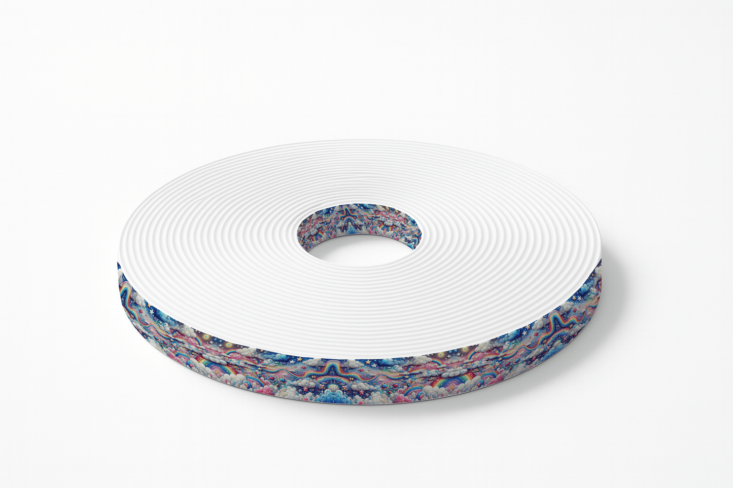 L'atelier du Fourmilier BioThane imprimé au mètre BioThane® imprimé – Arc-en-ciel magique & nuages étoilés