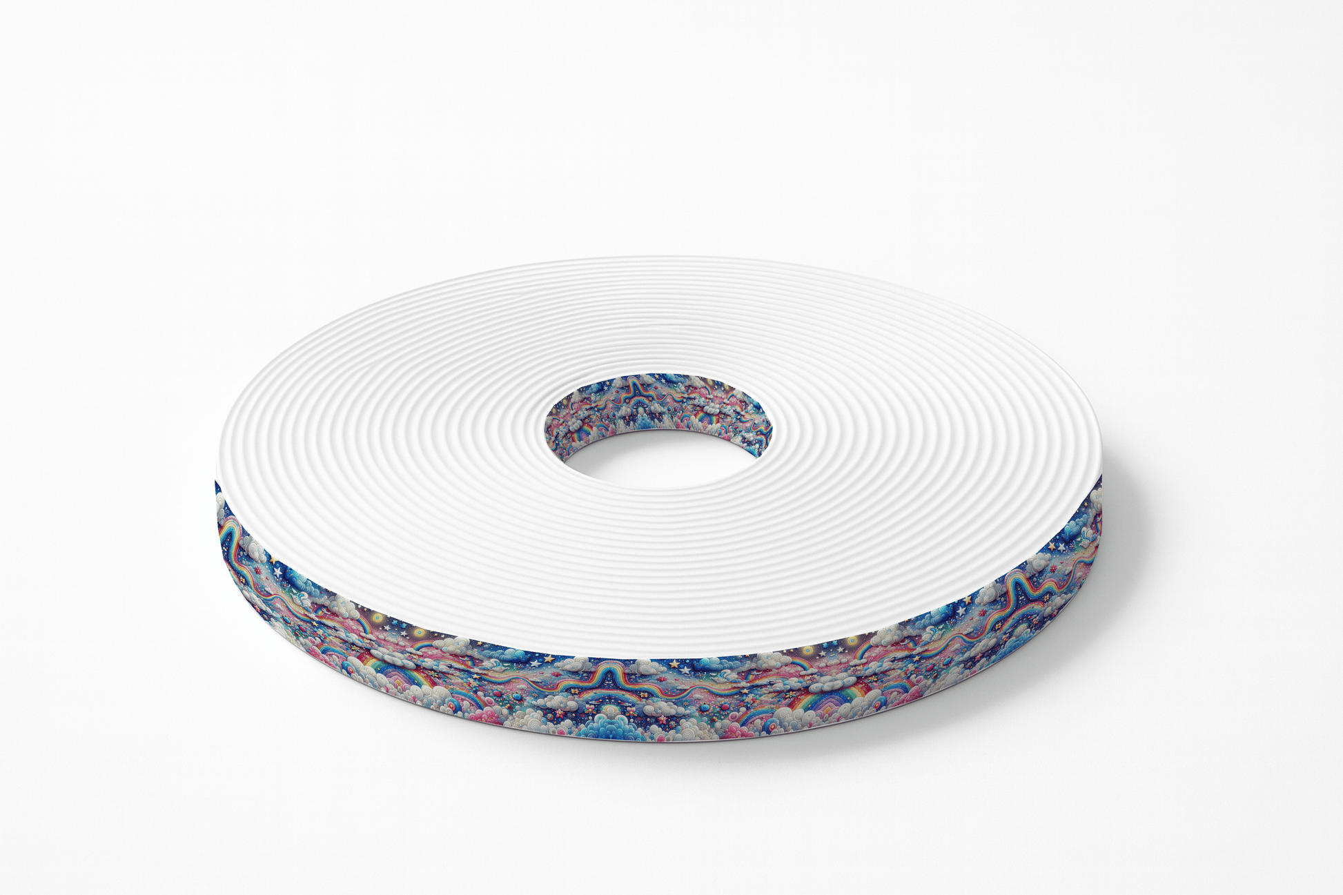 L'atelier du Fourmilier BioThane imprimé au mètre BioThane® imprimé – Arc-en-ciel magique & nuages étoilés