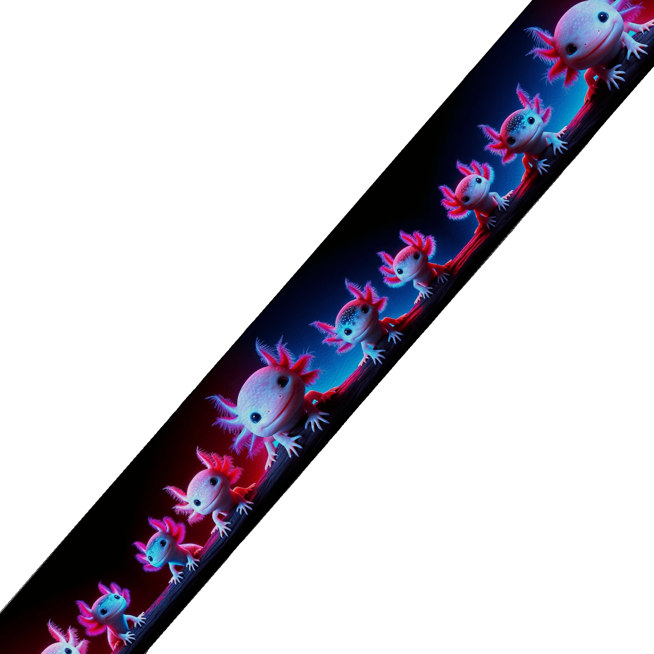 L'atelier du Fourmilier BioThane imprimé au mètre BioThane imprimé - Axolotl néon & fond galactique