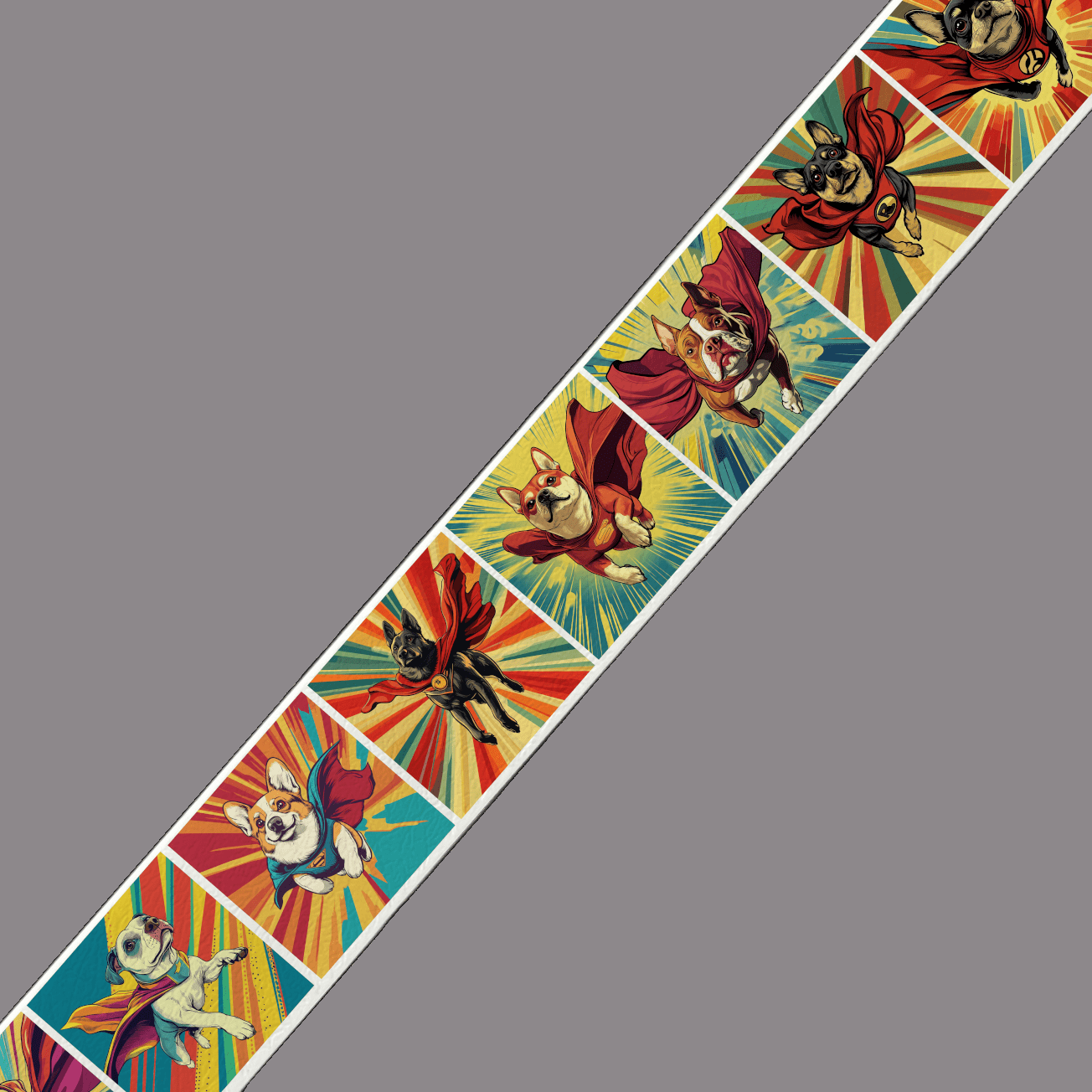 L'atelier du Fourmilier BioThane imprimé au mètre BioThane imprimé – Bouledogues Français super-héros style comic