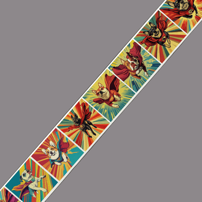 L'atelier du Fourmilier BioThane imprimé au mètre BioThane imprimé – Bouledogues Français super-héros style comic