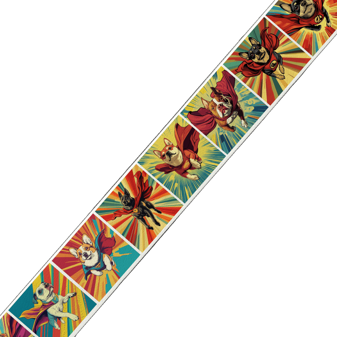 L'atelier du Fourmilier BioThane imprimé au mètre BioThane imprimé – Bouledogues Français super-héros style comic