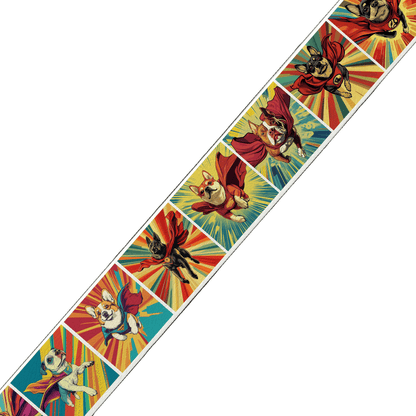 L'atelier du Fourmilier BioThane imprimé au mètre BioThane imprimé – Bouledogues Français super-héros style comic