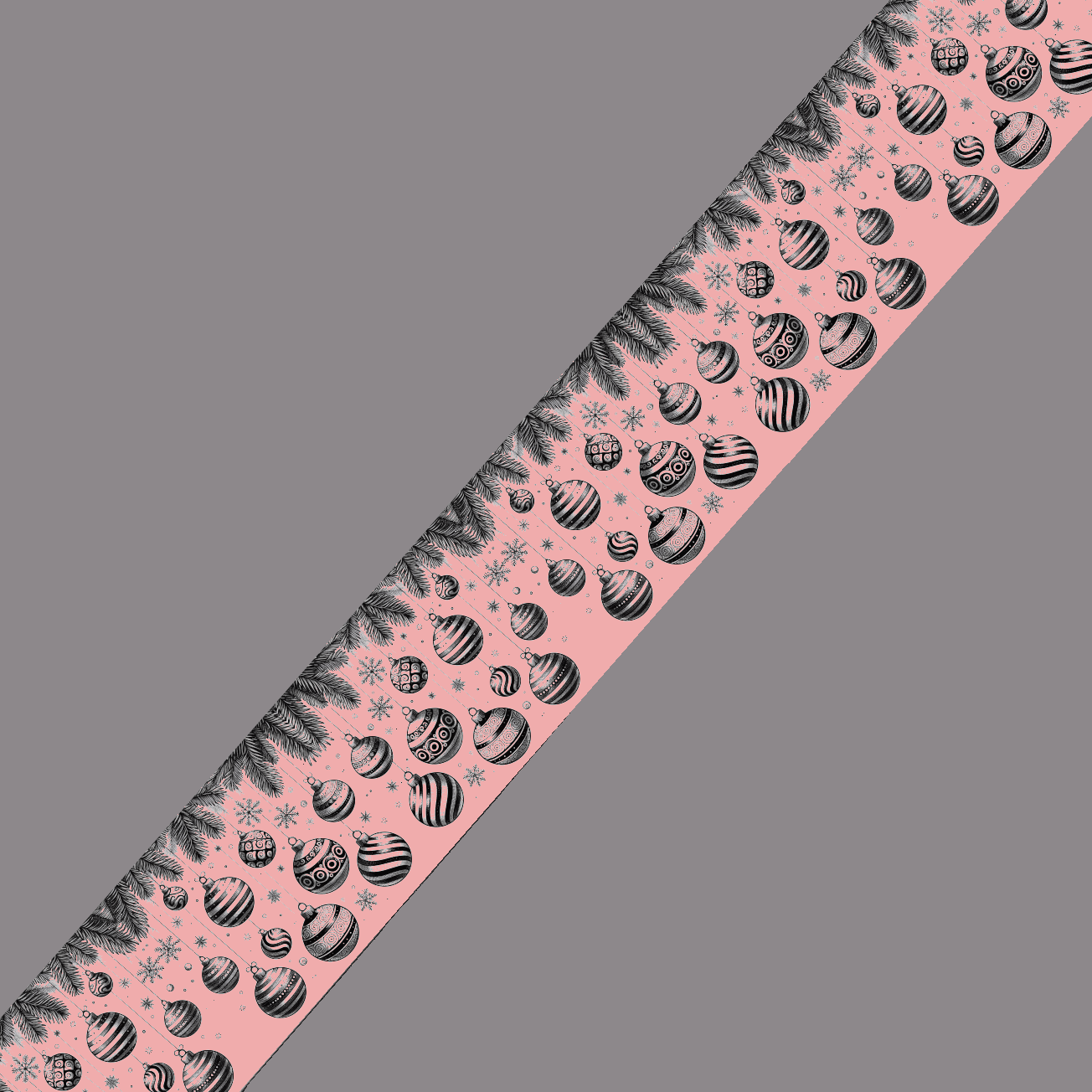 L'atelier du Fourmilier BioThane imprimé au mètre BioThane imprimé - Boules de Noël & Sapin (fond rose gold)