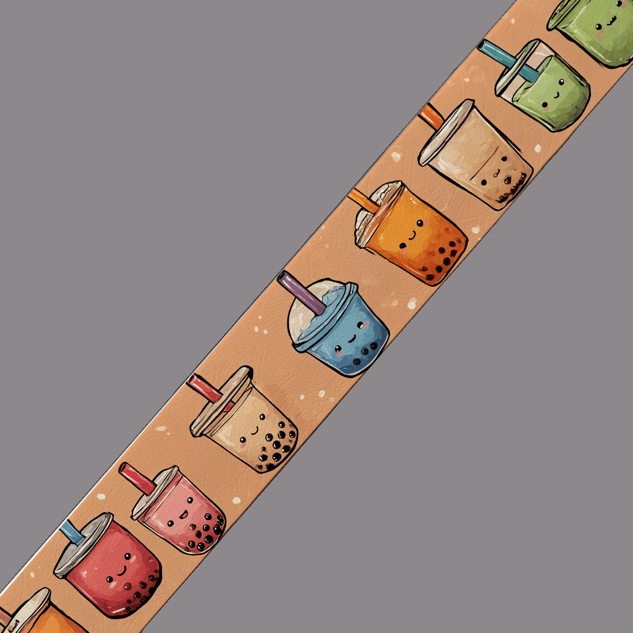 L'atelier du Fourmilier BioThane imprimé au mètre BioThane imprimé "Bubble Tea kawaii" – au mètre