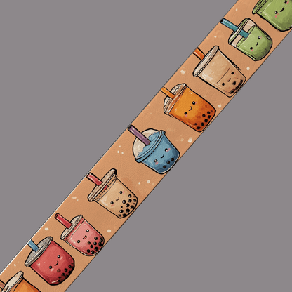 L'atelier du Fourmilier BioThane imprimé au mètre BioThane imprimé "Bubble Tea kawaii" – au mètre