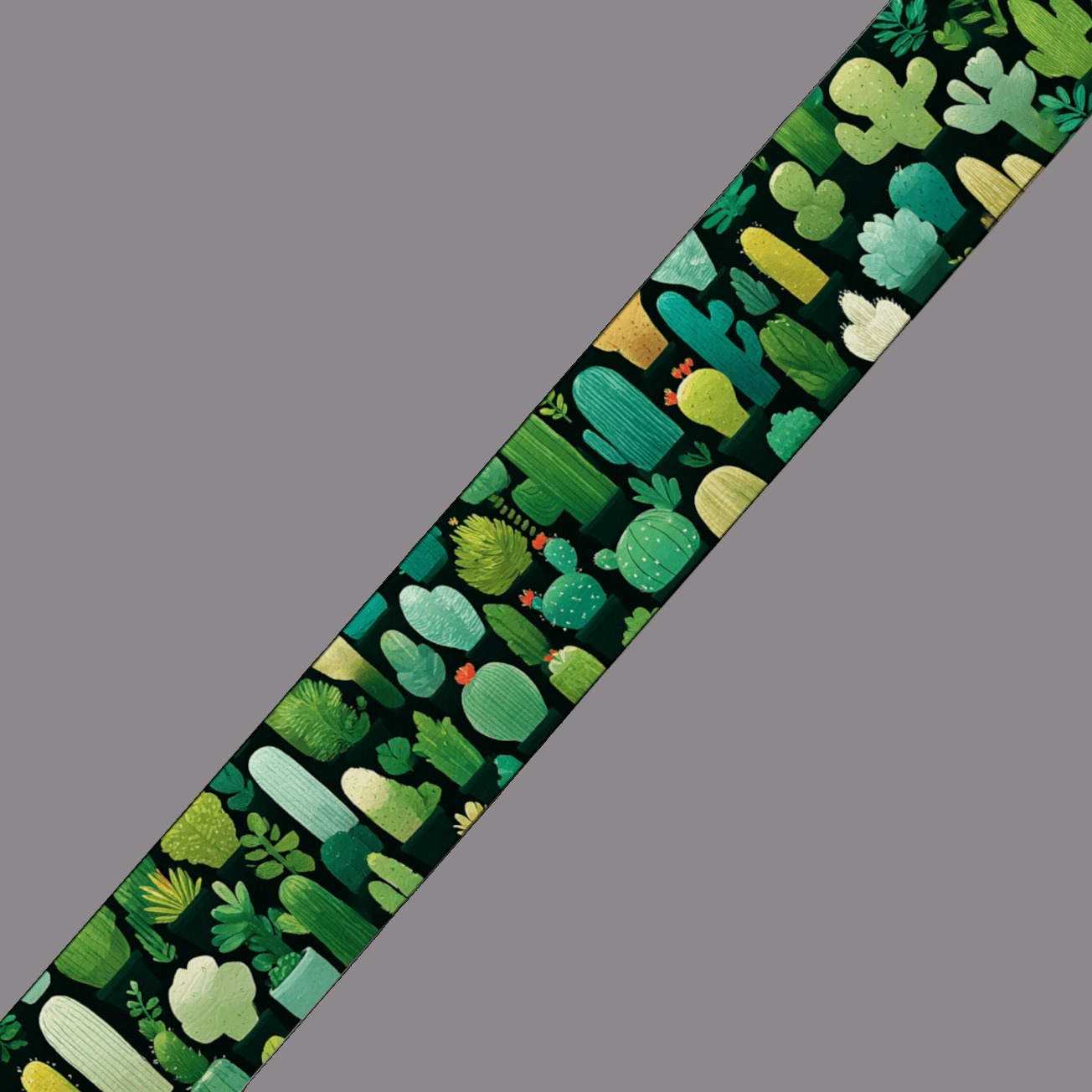 L'atelier du Fourmilier BioThane imprimé au mètre BioThane imprimé – Cactus Cartoon sur fond foncé