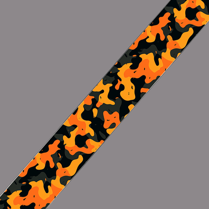 L'atelier du Fourmilier BioThane imprimé au mètre BioThane imprimé Camouflage orange & noir