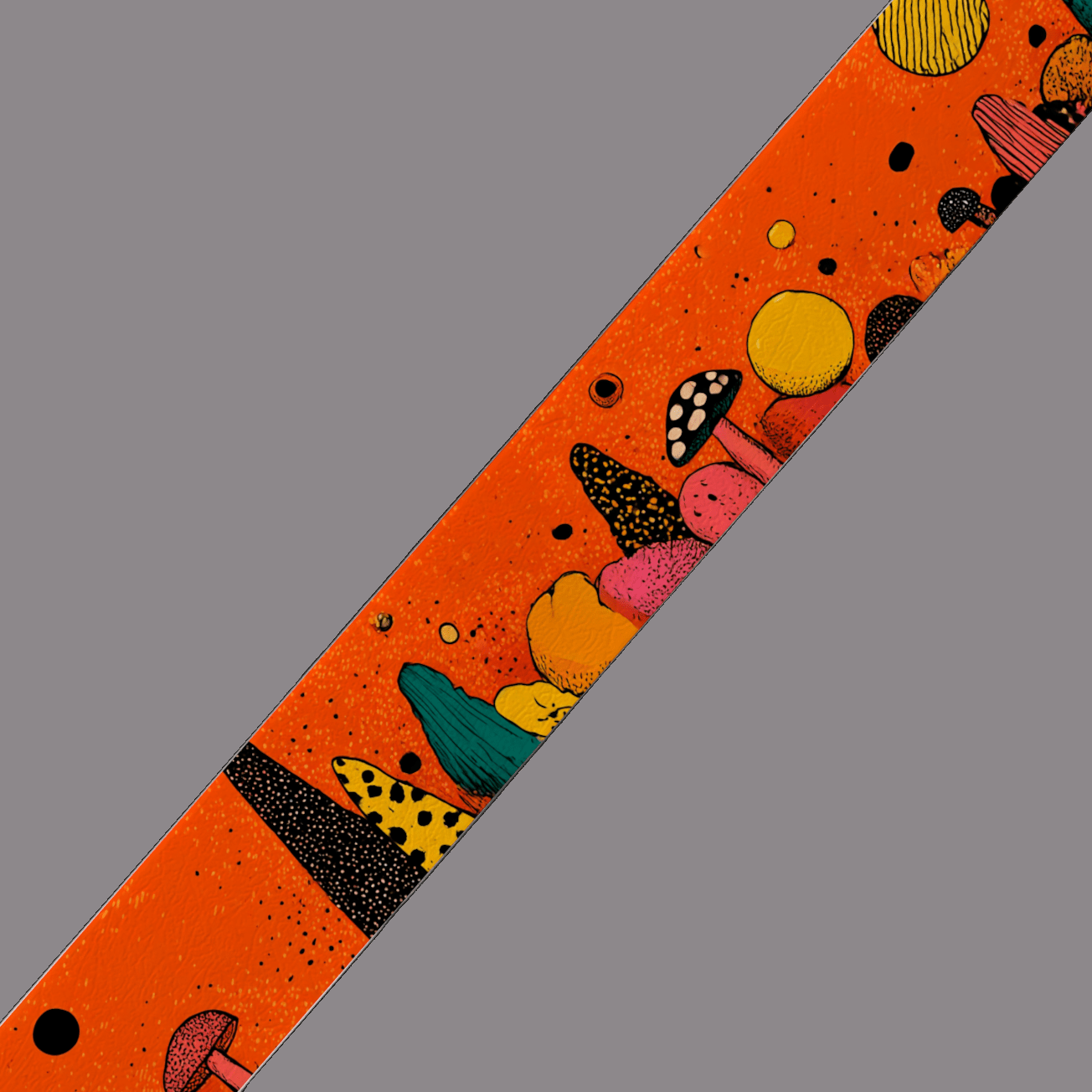 L'atelier du Fourmilier BioThane imprimé au mètre BioThane® imprimé "Champignons Pop sur orange" – au mètre