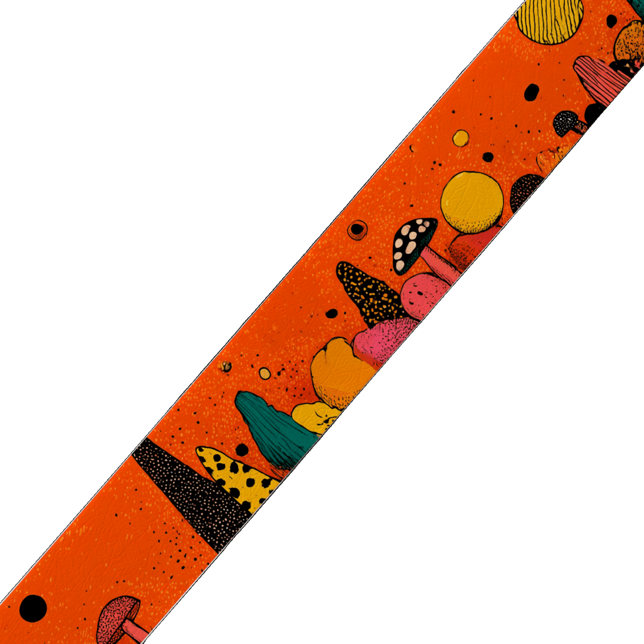 L'atelier du Fourmilier BioThane imprimé au mètre BioThane® imprimé "Champignons Pop sur orange" – au mètre