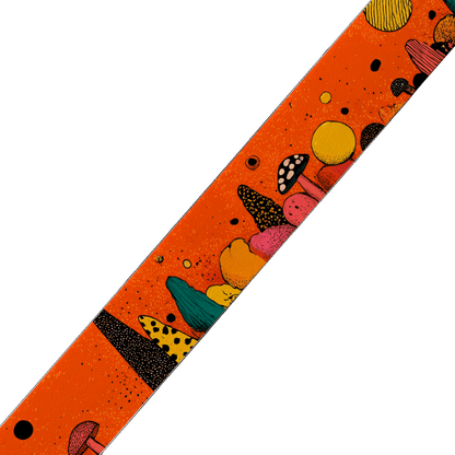 L'atelier du Fourmilier BioThane imprimé au mètre BioThane® imprimé "Champignons Pop sur orange" – au mètre