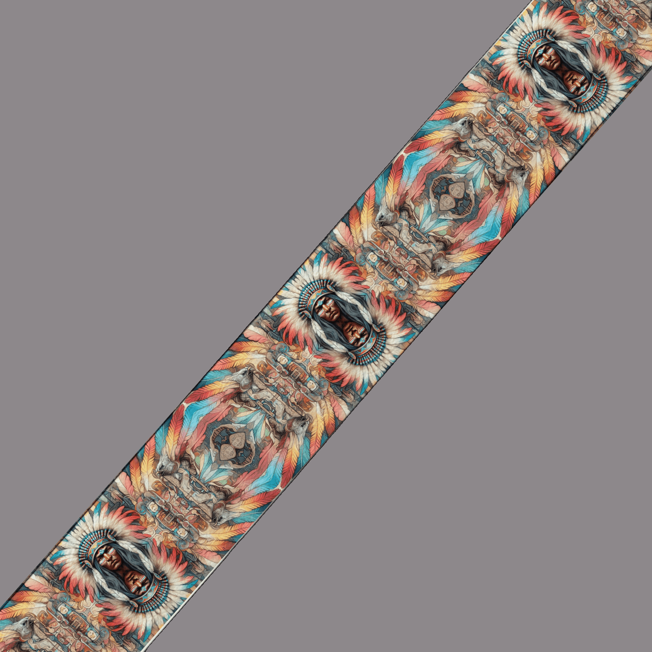 L'atelier du Fourmilier BioThane imprimé au mètre BioThane® imprimé – Chef Amérindien & Plumes