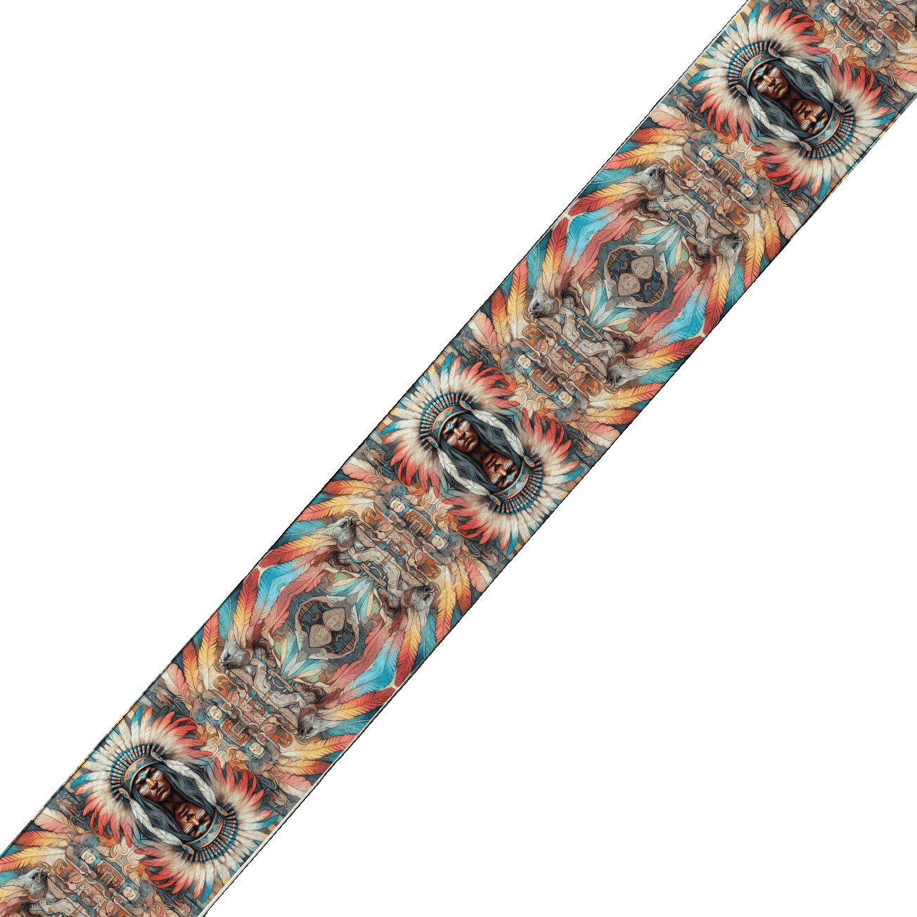 L'atelier du Fourmilier BioThane imprimé au mètre BioThane® imprimé – Chef Amérindien & Plumes