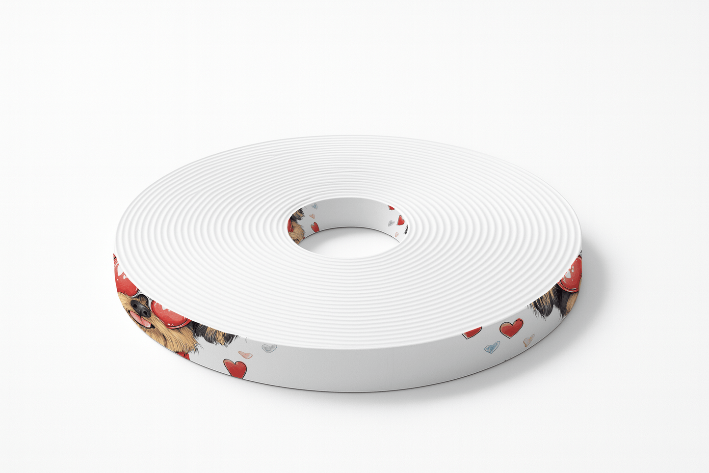 L'atelier du Fourmilier BioThane imprimé au mètre BioThane® imprimé – Chien mignon lunettes cœur & petits cœurs