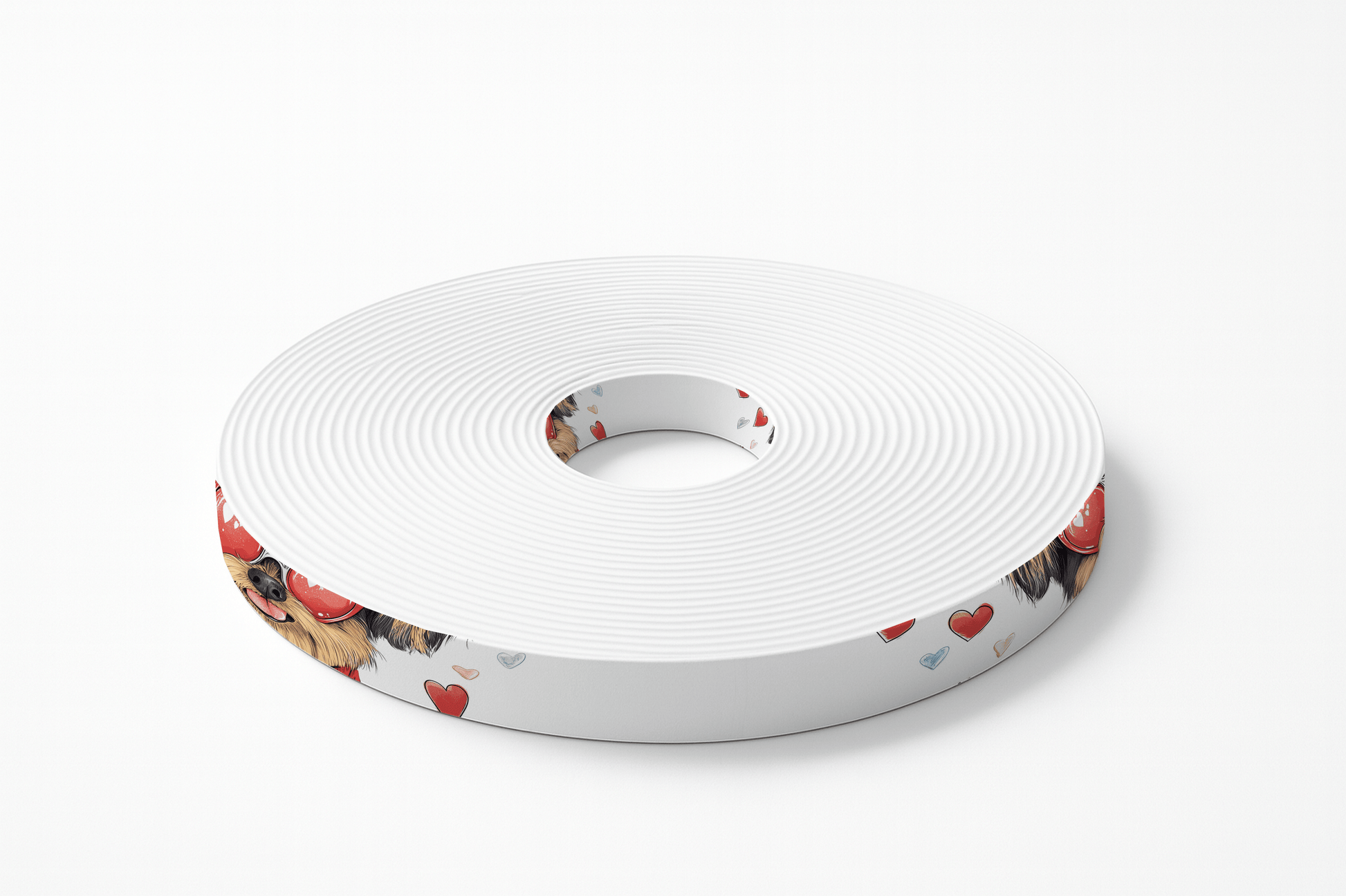 L'atelier du Fourmilier BioThane imprimé au mètre BioThane® imprimé – Chien mignon lunettes cœur & petits cœurs