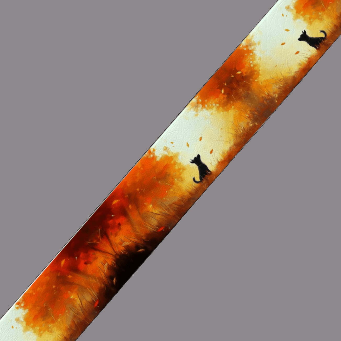 L'atelier du Fourmilier BioThane imprimé au mètre BioThane imprimé – Chien noir en forêt d'automne