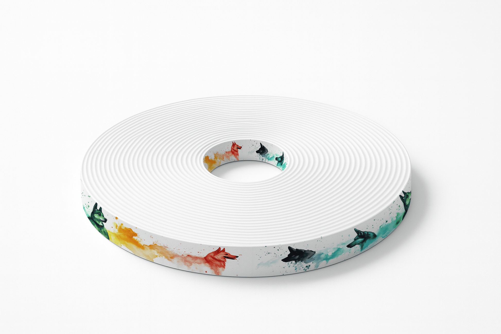 L'atelier du Fourmilier BioThane imprimé au mètre BioThane imprimé – Chiens aquarelle arc-en-ciel