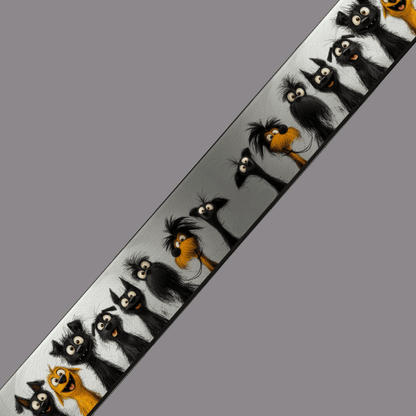 L'atelier du Fourmilier BioThane imprimé au mètre BioThane® imprimé – Chiens Cartoon Déjantés – Fond gris texturé