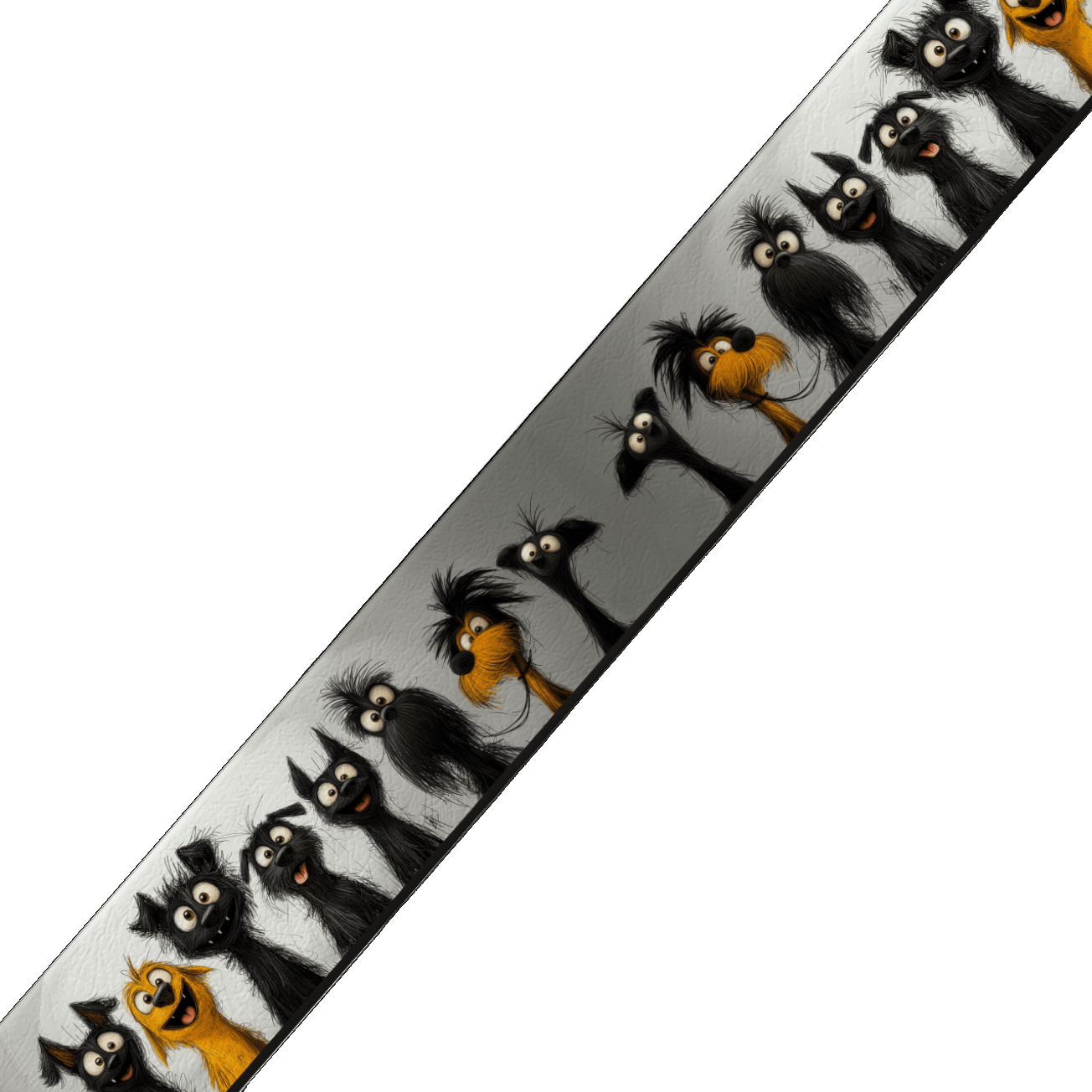 L'atelier du Fourmilier BioThane imprimé au mètre BioThane® imprimé – Chiens Cartoon Déjantés – Fond gris texturé