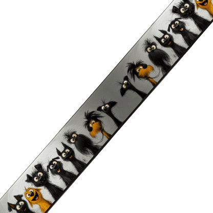 L'atelier du Fourmilier BioThane imprimé au mètre BioThane® imprimé – Chiens Cartoon Déjantés – Fond gris texturé