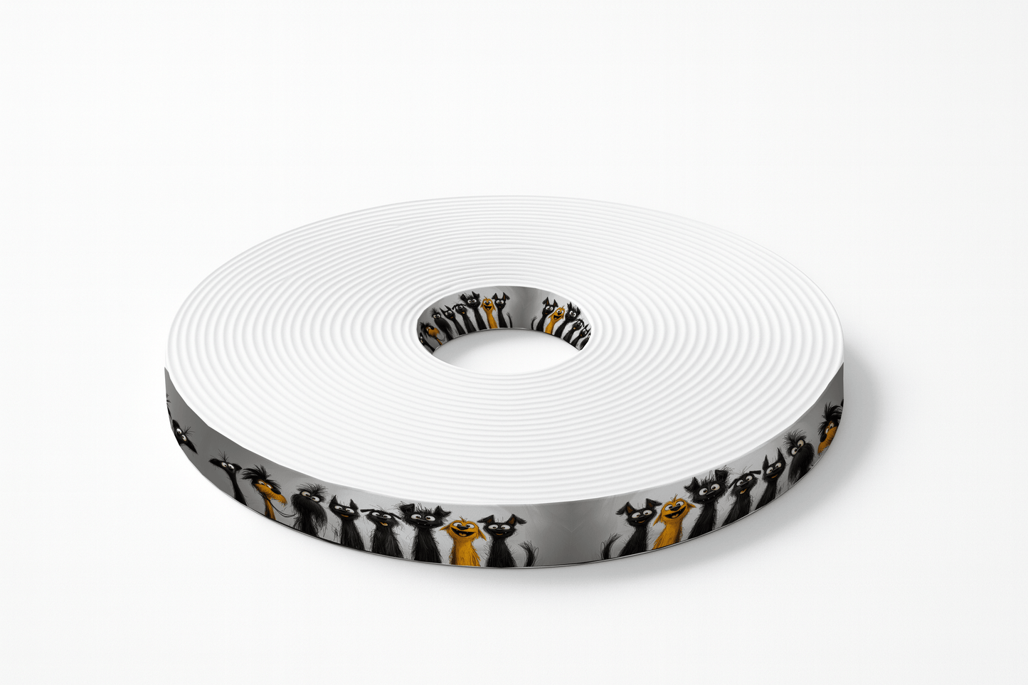 L'atelier du Fourmilier BioThane imprimé au mètre BioThane® imprimé – Chiens Cartoon Déjantés – Fond gris texturé