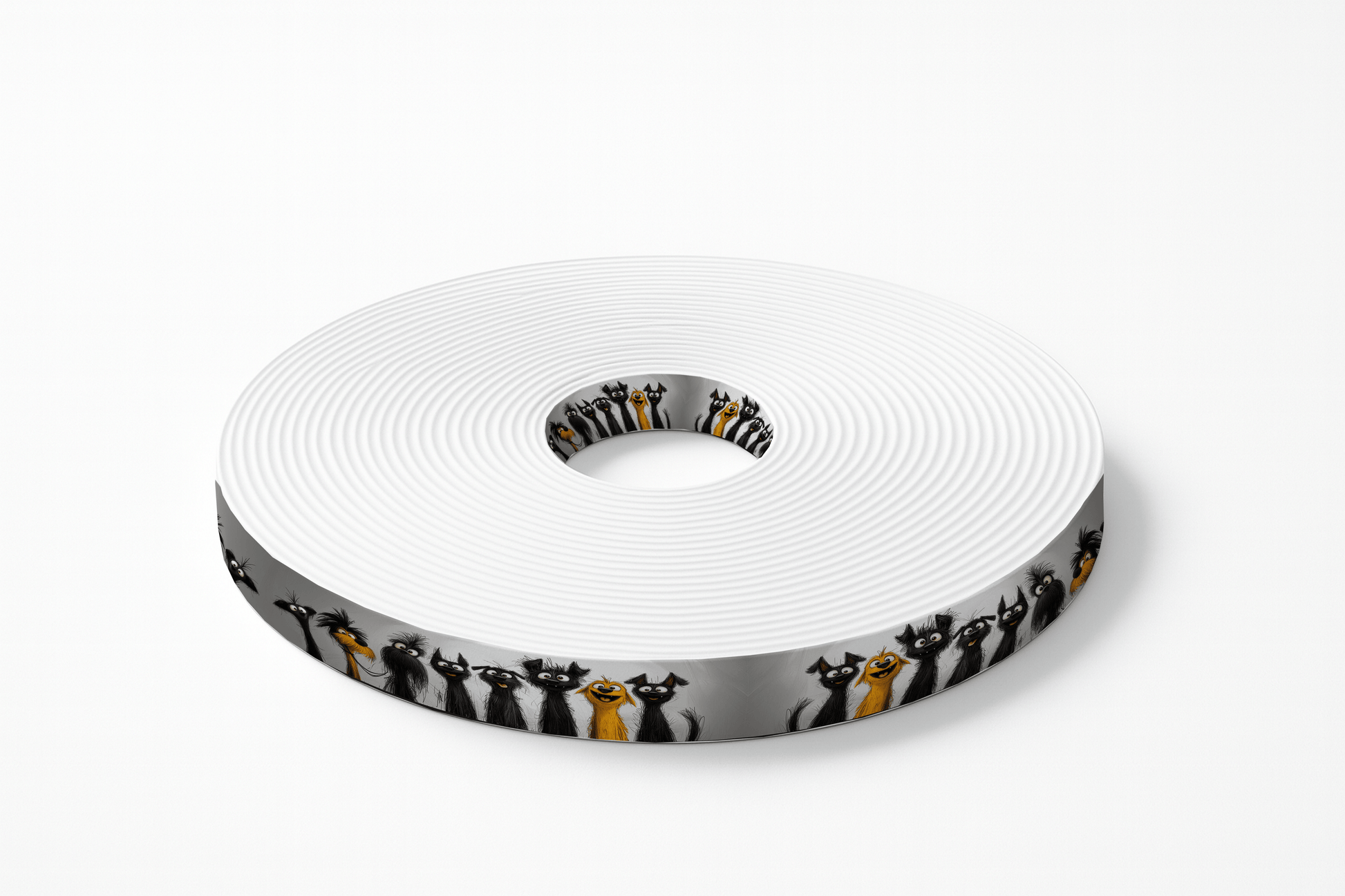 L'atelier du Fourmilier BioThane imprimé au mètre BioThane® imprimé – Chiens Cartoon Déjantés – Fond gris texturé