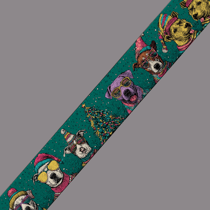 L'atelier du Fourmilier BioThane imprimé au mètre BioThane imprimé “Chiens cool de Noël”