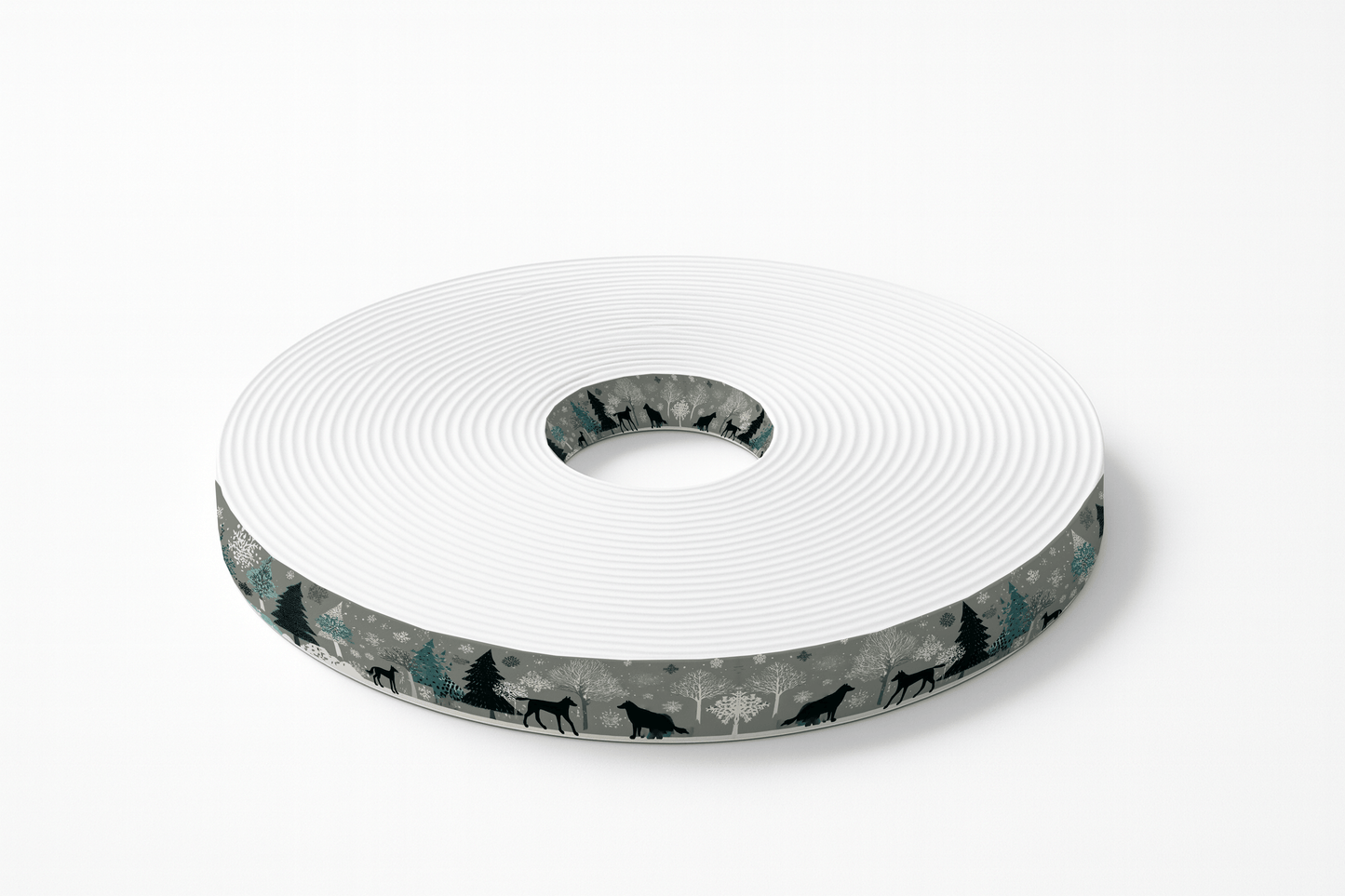 L'atelier du Fourmilier BioThane imprimé au mètre BioThane imprimé “Chiens dans la forêt d’hiver”