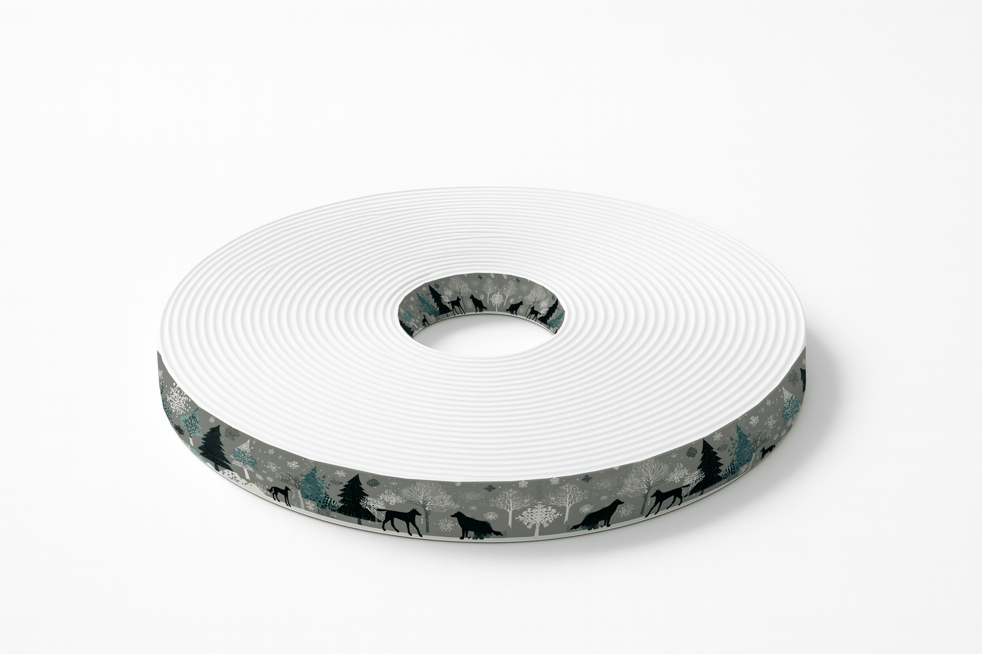 L'atelier du Fourmilier BioThane imprimé au mètre BioThane imprimé “Chiens dans la forêt d’hiver”