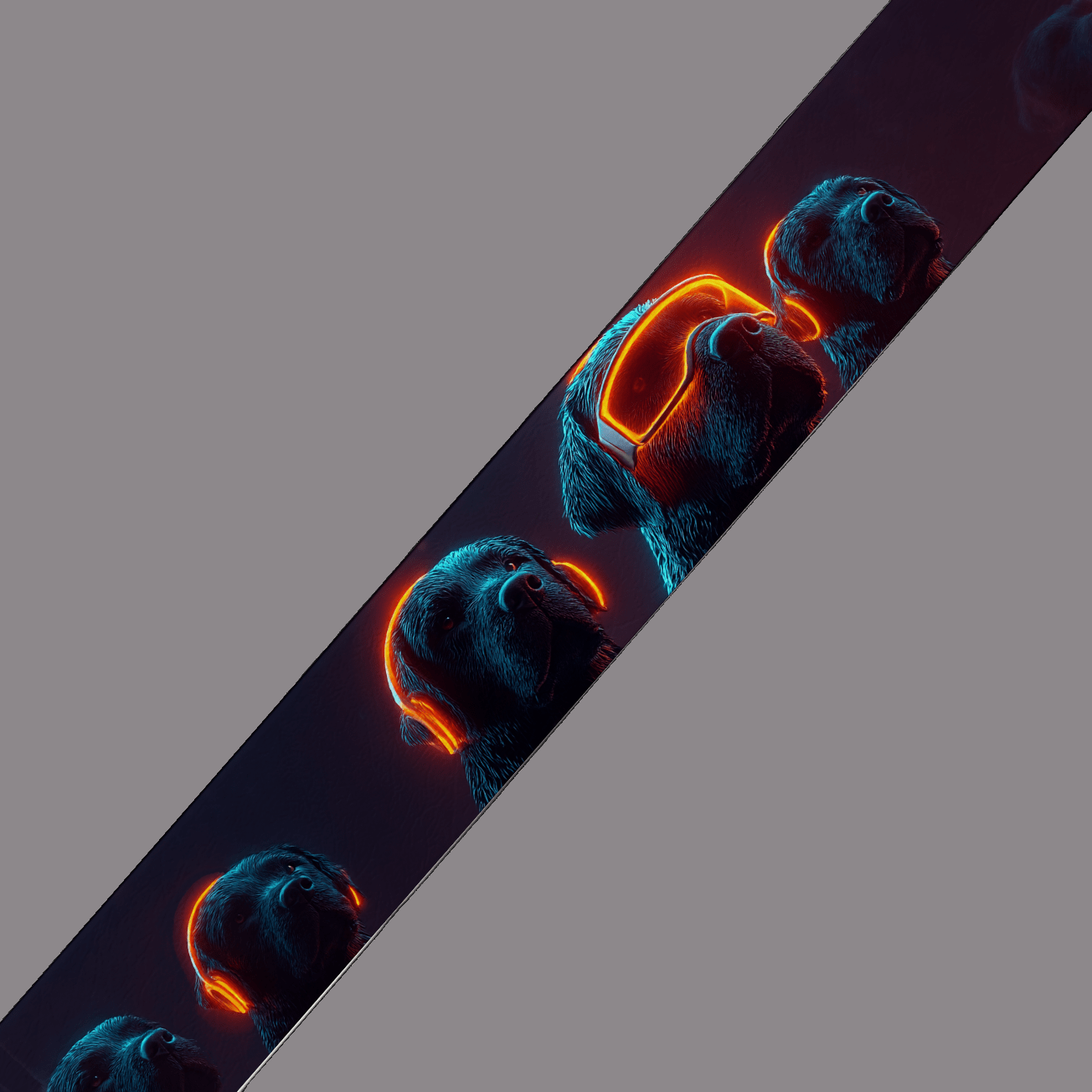 L'atelier du Fourmilier BioThane imprimé au mètre BioThane® imprimé – Chiens futuristes au casque néon