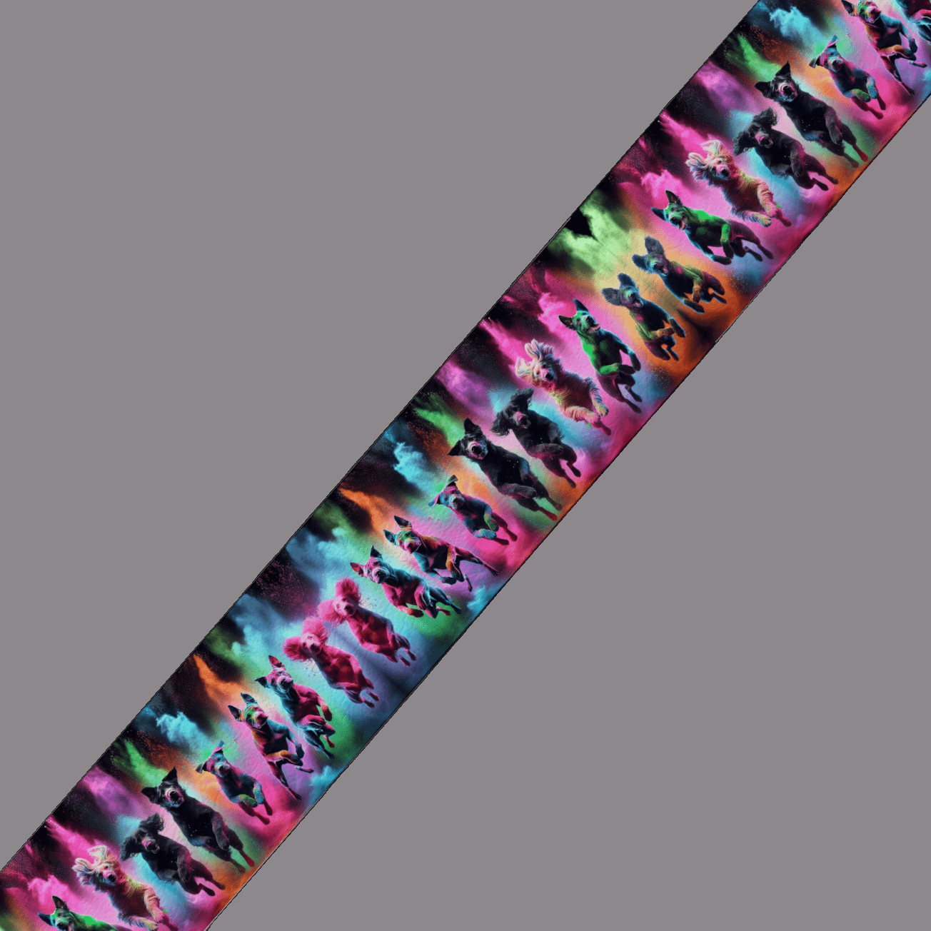 L'atelier du Fourmilier BioThane imprimé au mètre BioThane® imprimé – Chiens néon multicolores