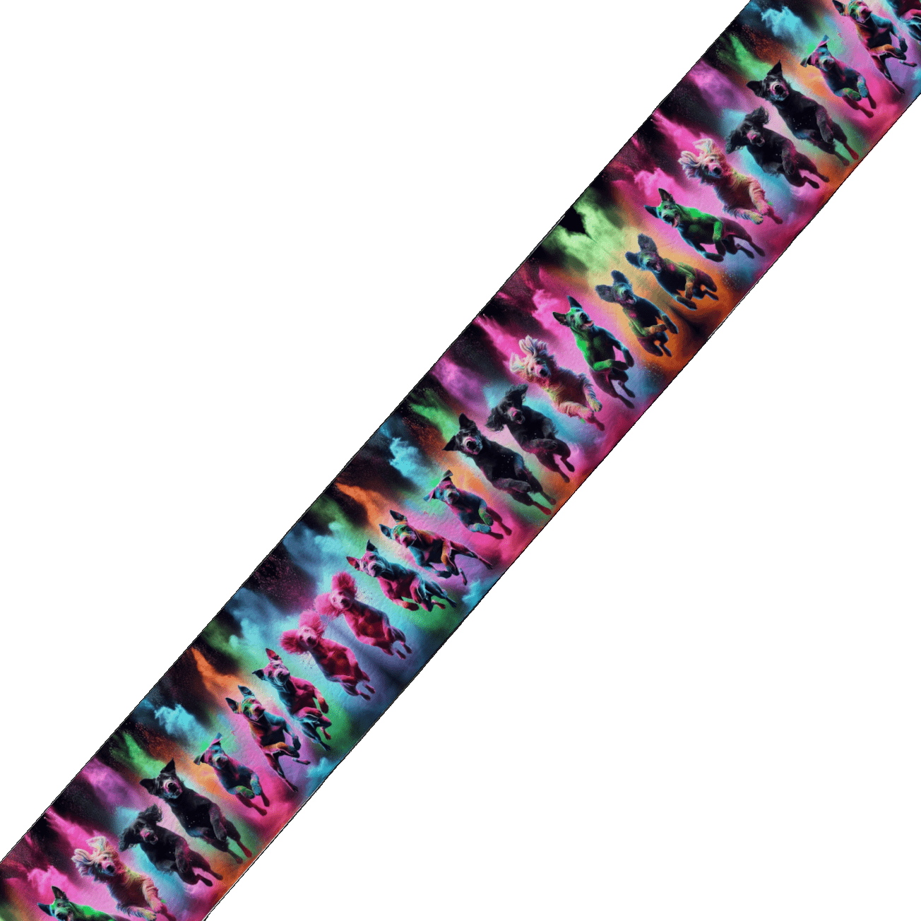 L'atelier du Fourmilier BioThane imprimé au mètre BioThane® imprimé – Chiens néon multicolores