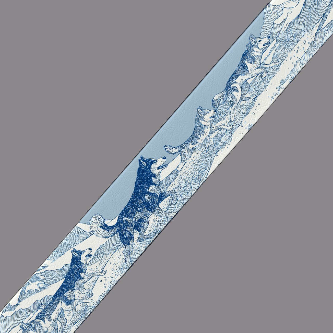 L'atelier du Fourmilier BioThane imprimé au mètre BioThane imprimé “Chiens nordiques bleus”