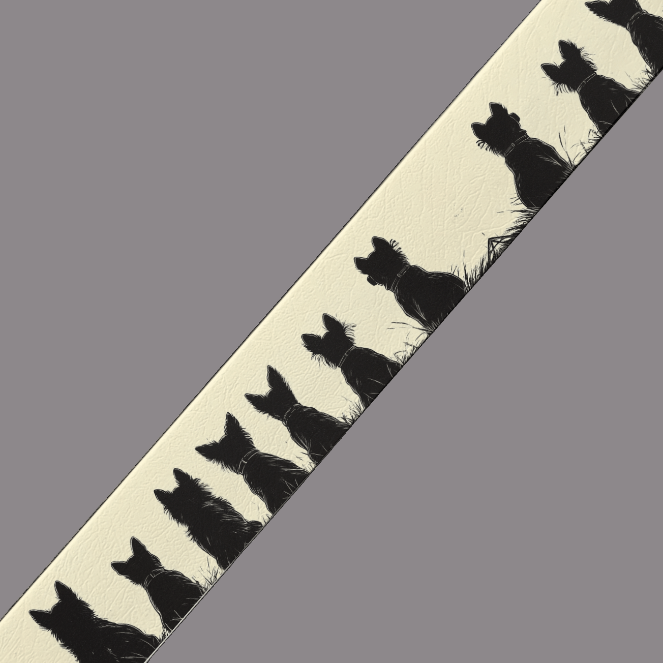 L'atelier du Fourmilier BioThane imprimé au mètre BioThane imprimé – Chiens silhouettes noires dans les herbes